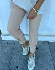 paçası taşlı eşofman altı bej