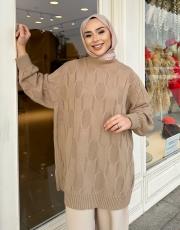 halka örme triko kazak camel 2