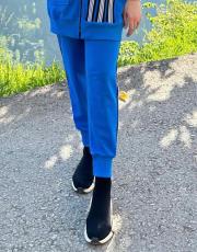 hare şerit detaylı eşofman altı saks 3