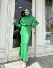 shiny desenli saten etek benetton