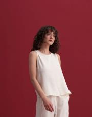 moon organik sıfır kol bluz açık bej