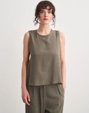 moon organik sıfır kol bluz haki