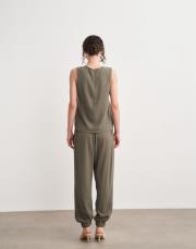 moon organik sıfır kol bluz haki 4