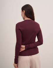 kolu büzgülü crop body bordo 4