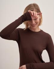 kolu büzgülü crop body kahve