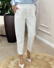 aster beli lastikli havuç kesim pantolon ekru 2