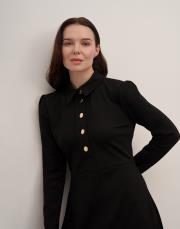 jamie gömlek yaka elbise siyah 3