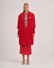 trikolu kapişonlu angora kap kırmızı 4