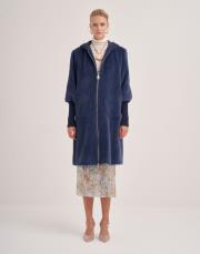 trikolu kapişonlu angora kap lacivert 2