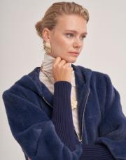 trikolu kapişonlu angora kap lacivert 3