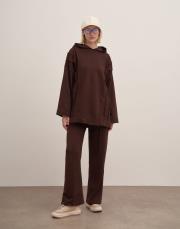 dikiş detay sweat acı kahve