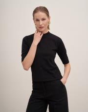 kısa kol triko bluz siyah