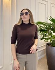 kısa kol triko bluz acı kahve 4