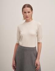 kısa kol triko bluz ekru