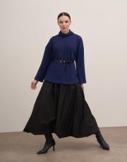 düşük omuz balıkçı yaka triko kazak saks 4