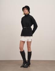 düşük omuz balıkçı yaka triko kazak siyah 4