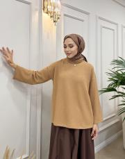 düşük omuz balıkçı yaka triko kazak camel 4