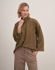 düşük omuz balıkçı yaka triko kazak haki 2