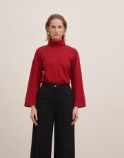 düşük omuz balıkçı yaka triko kazak kırmızı 3