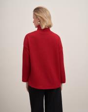 düşük omuz balıkçı yaka triko kazak kırmızı 4