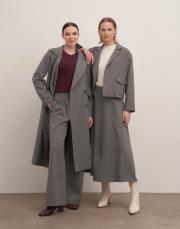 sador astarlı kuşaklı ceket gri 6