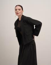 maqada astarlı cepli kısa ceket siyah 3