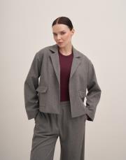 maqada astarlı cepli kısa ceket gri 4