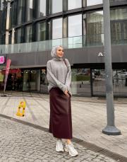 alesi maxi boy suni deri etek bordo 3