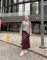 alesi maxi boy suni deri etek bordo 4