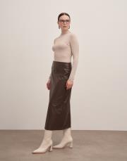 alesi maxi boy suni deri etek kahve 2