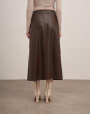 alesi maxi boy suni deri etek kahve 4