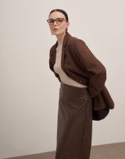 alesi maxi boy suni deri etek kahve 5