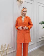 garry chanel astarlı tasarım ceket turuncu