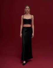 freya tasarım saten etek siyah