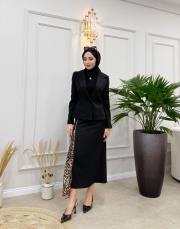 stella leopar astarlı tasarım kısa ceket siyah 6