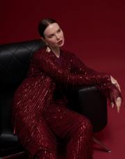 alexander pul payetli bağlamalı tasarım tunik bordo