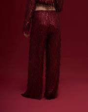 alexander pul payetli tasarım pantolon bordo 2