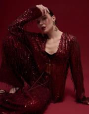 alexander pul payetli kısa tasarım tunik bordo 5