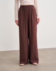 zaina beli lastikli bol paça pantolon kahve 3