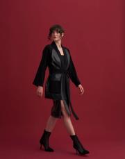 nedora triko detay deri hrıka siyah