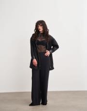 runi suni deri detaylı tasarım kap siyah