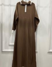 gömlek yaka triko elbise kahve