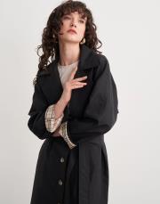 gagass kuşaklı düğmeli trench siyah 2