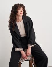 gagass kuşaklı düğmeli trench siyah 3