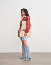 dalia geniş yaka fermuarlı yağmurluk bordo 2