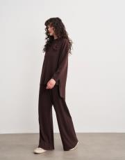 carina önü kısa basic tunik kahve