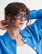 vh ithal leopar çerçeveli güneş gözlüğü mavi