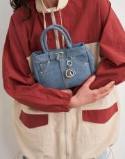 ithal kilit detay denim çanta mavi 3