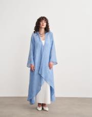 ellery ipek keten karışımı yakma abaya mavi