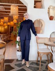 fiona canvas pantolon lacivert